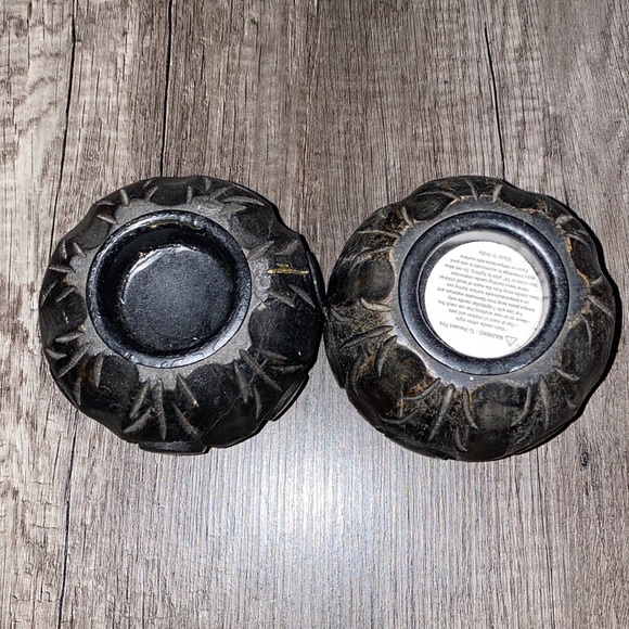 VINTAGE carved wood round candle holders - Picture 7 of 11